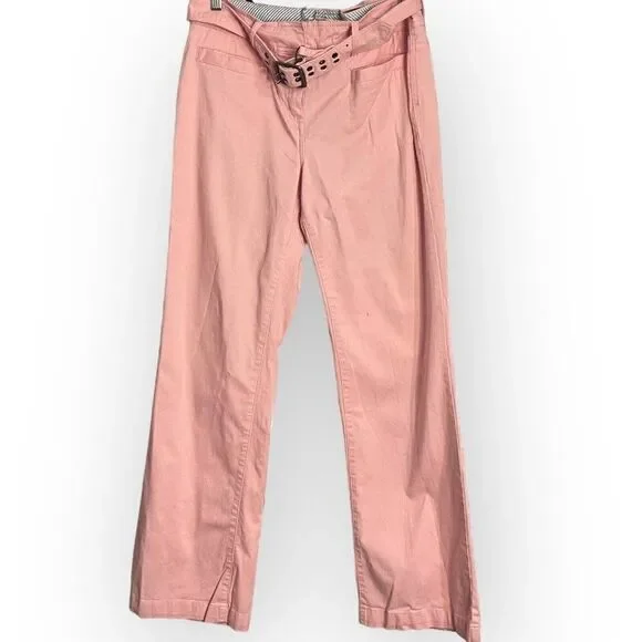 Tommy Hilfiger Belted Straight Leg Pants Womens 10 Pockets Y2K Barbiecore Casual - Picture 1 of 14